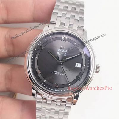 Fake Omega De Ville Black Face Stainless Steel 39.5mm Watch